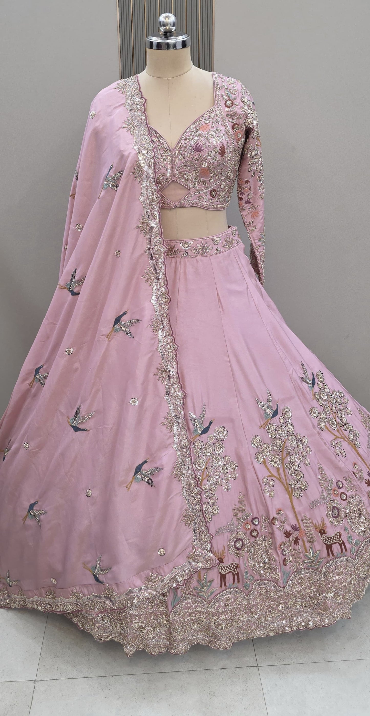 Designer Pink Ready to Wear crop top Lehenga - Shopping World