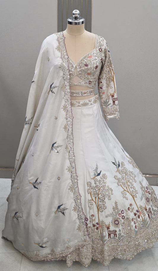 Designer Pink Ready to Wear crop top Lehenga