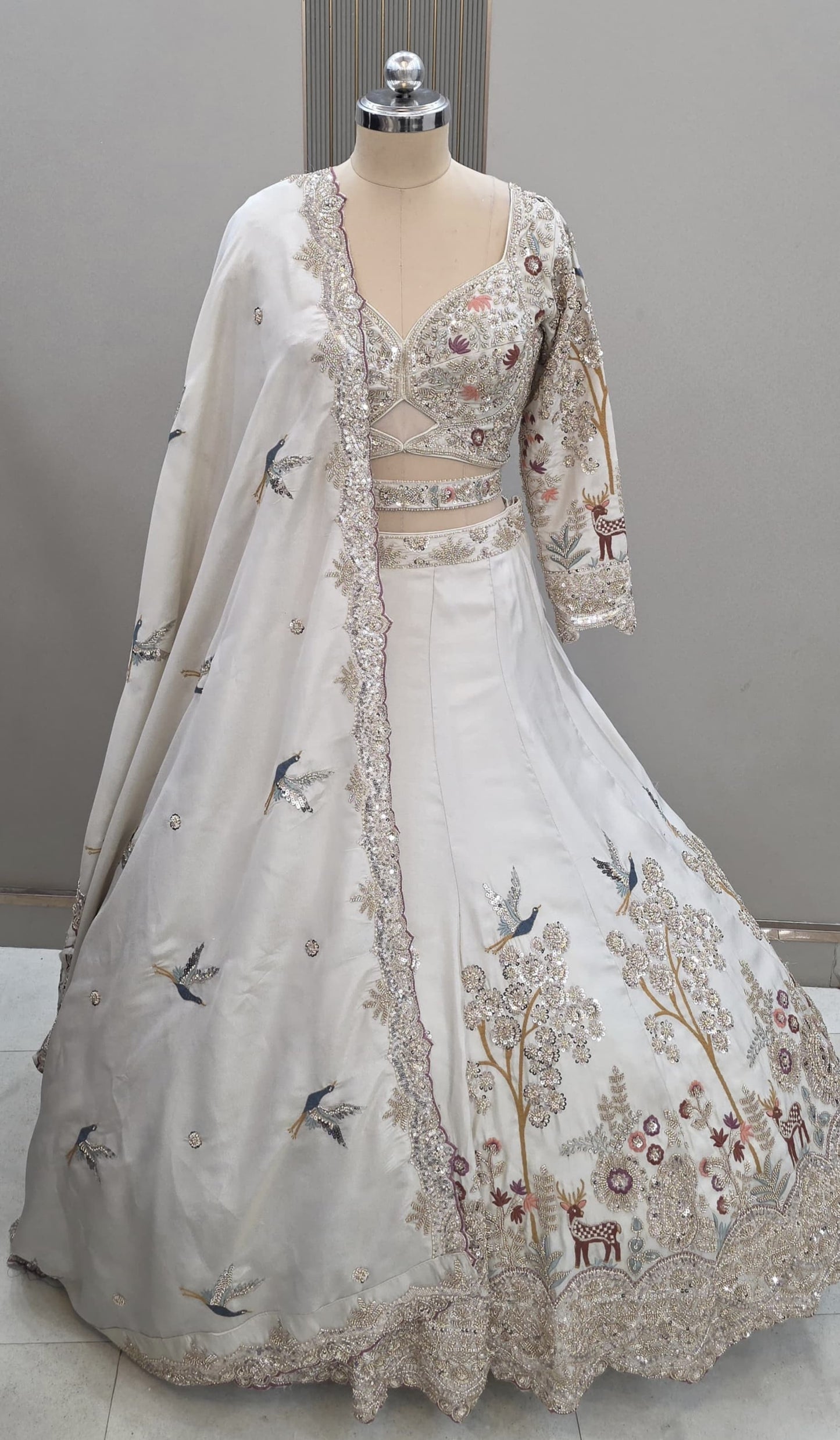 Lavishing green crop top Lehenga