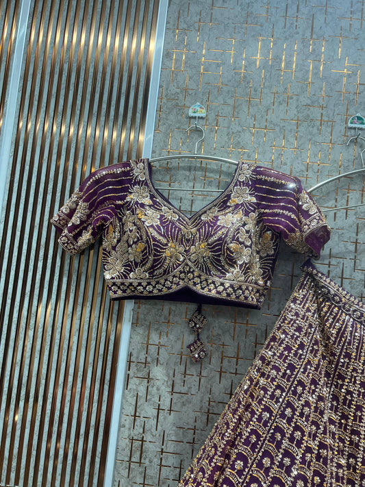 Purple Crop Top Ready to wear Lehenga