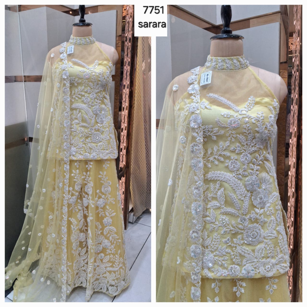 Yellow drape saree dress