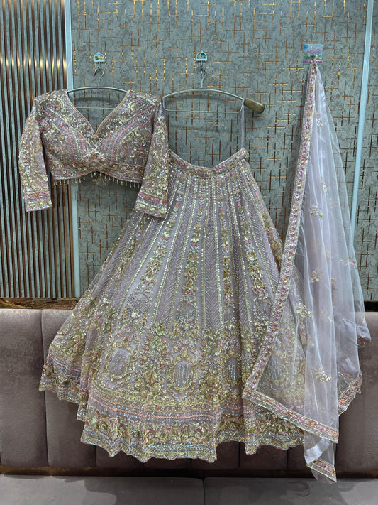 Sky blue Ready to wear Crop top Lehenga