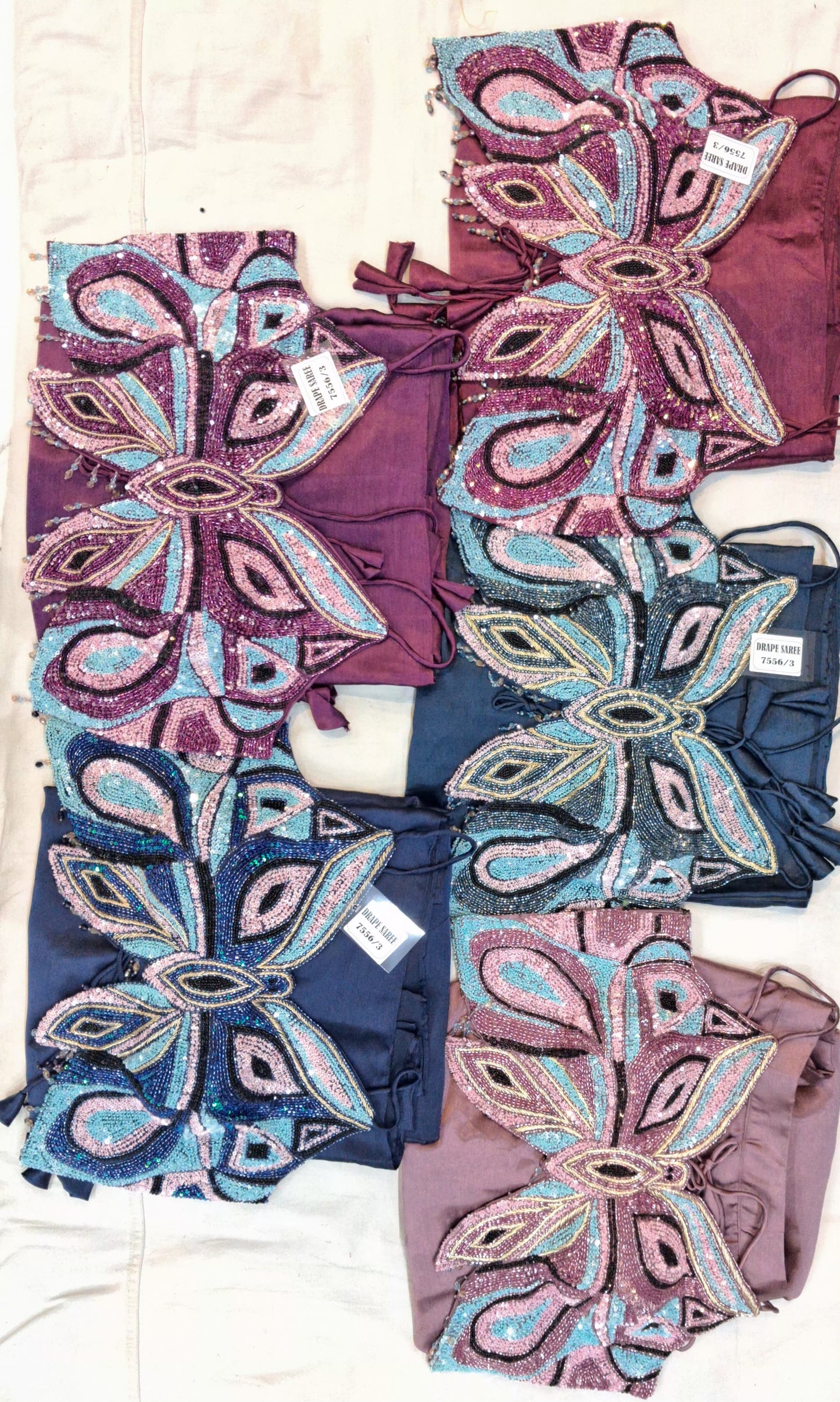 Purple Baby pink blue drape saree dress