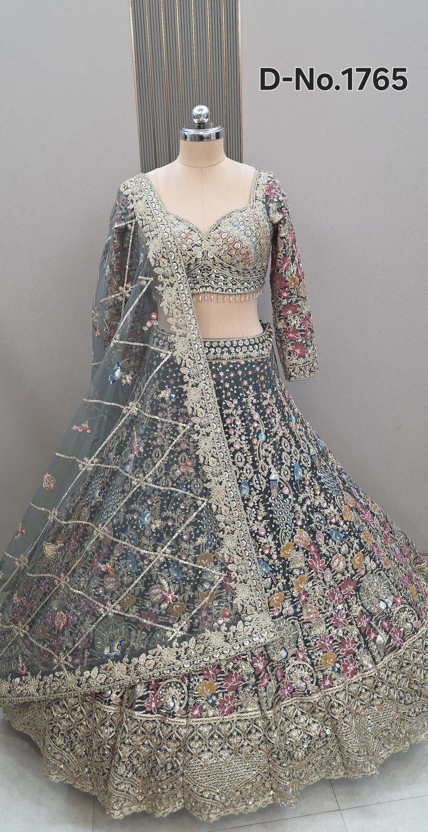 24 kali big flare heavy pink Crop Top Lehenga