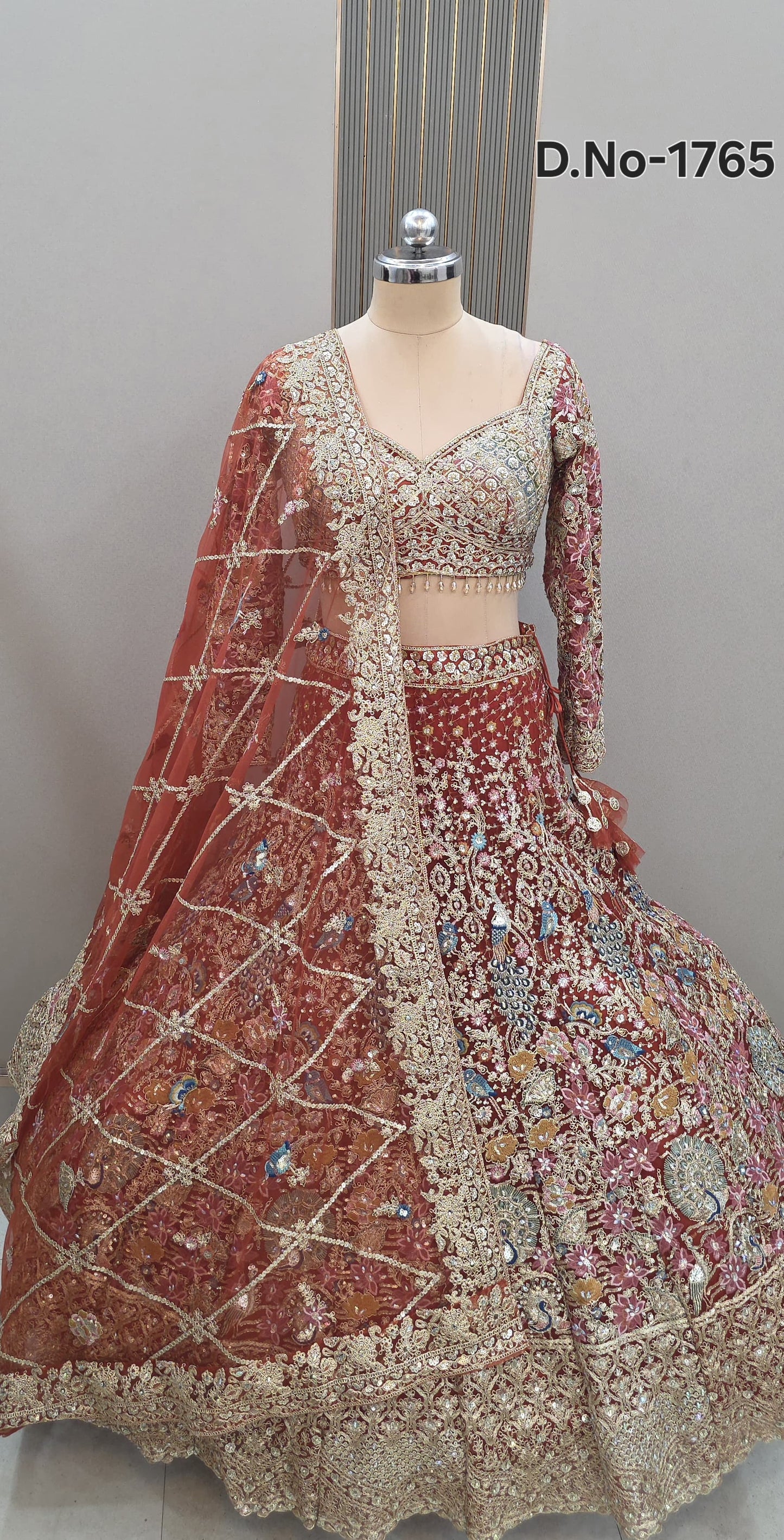 24 kali big flare heavy green Crop Top Lehenga