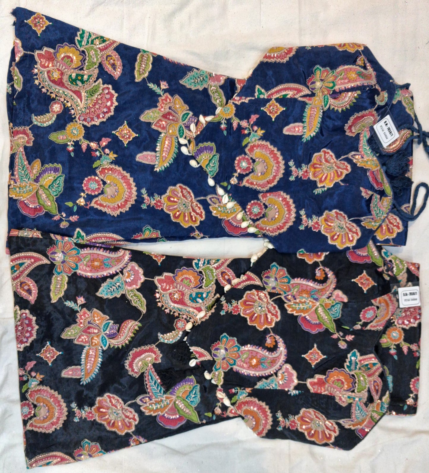 Dark blue black drape saree dress