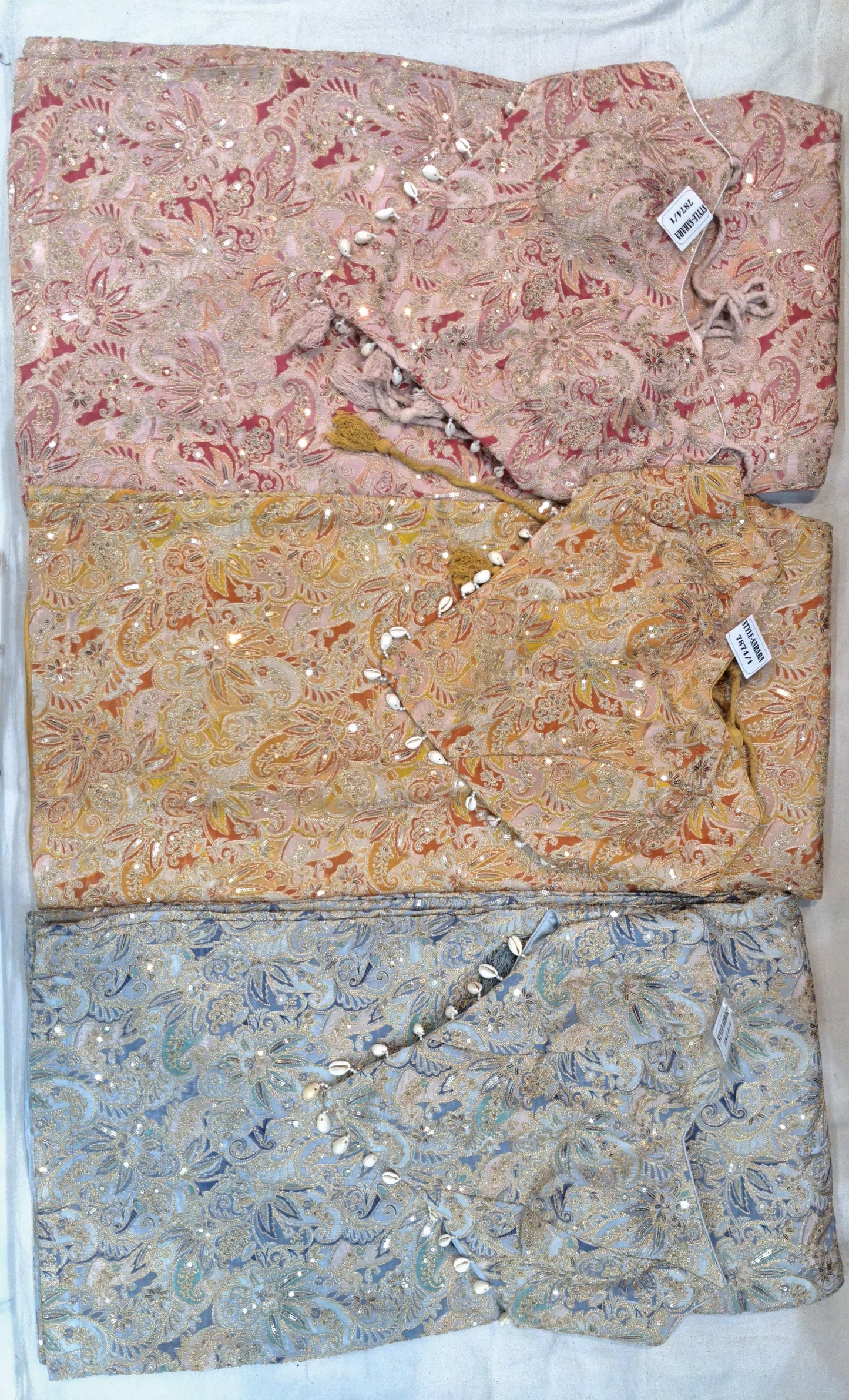 Yellow Baby pink Light blue drape saree dress