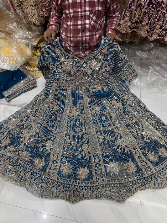 Pista Net crop top Lehenga - Shopping World