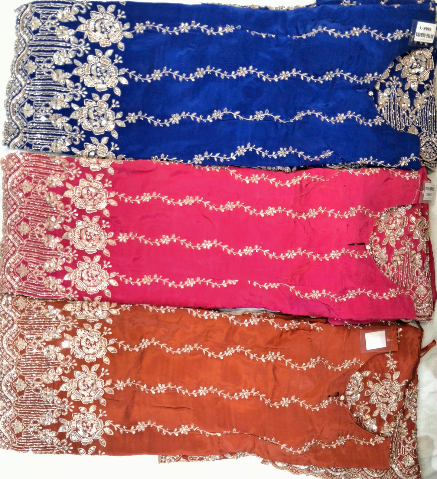 Hot pink blue orange drape saree dress