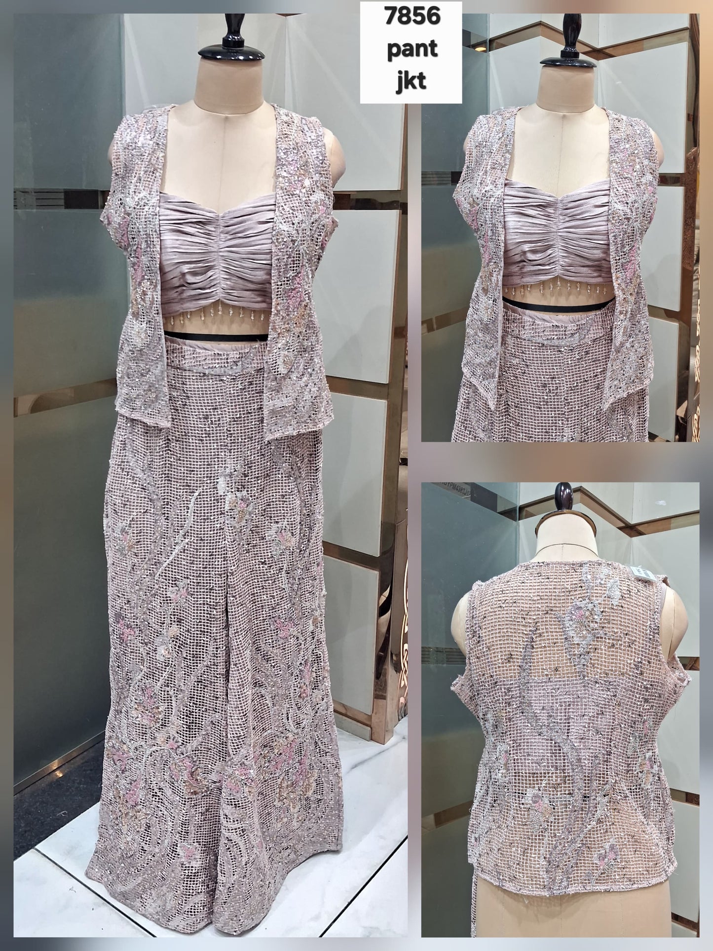 Off white pink drape saree dress