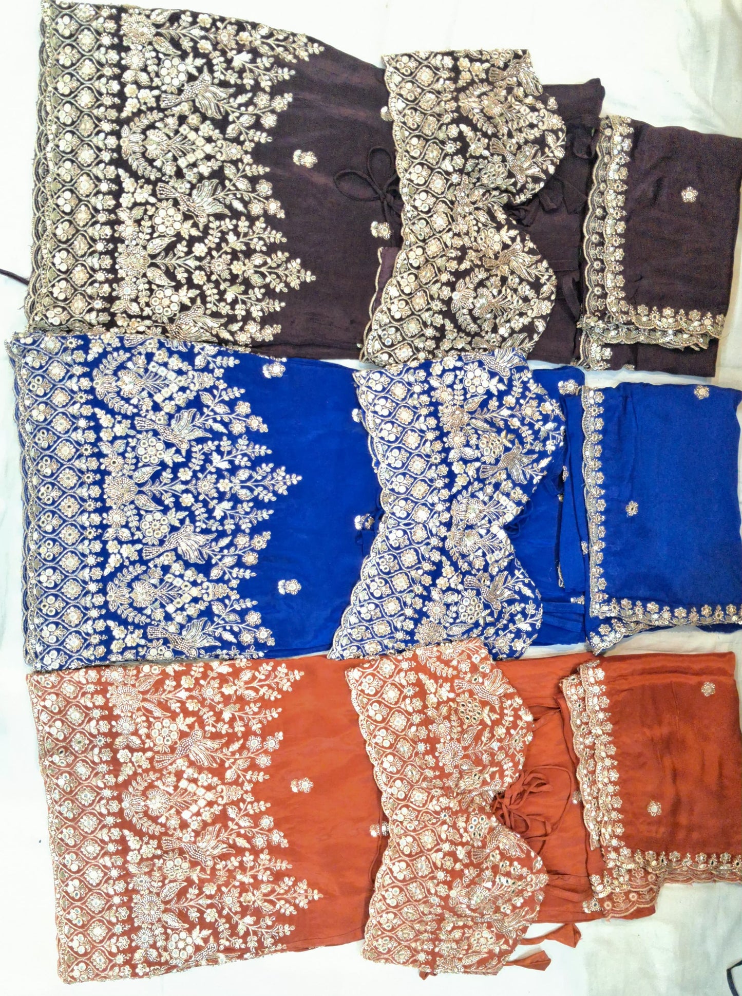 Rust orange Navy blue purple drape saree dress