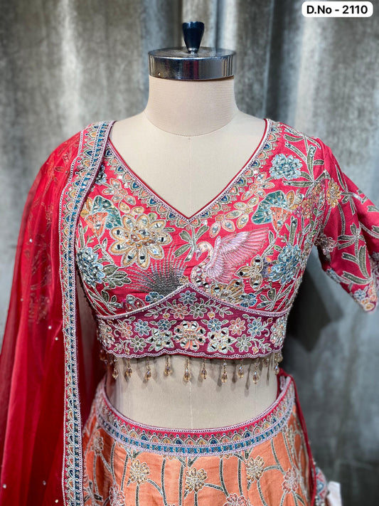Hot pink Crop Top Lehenga