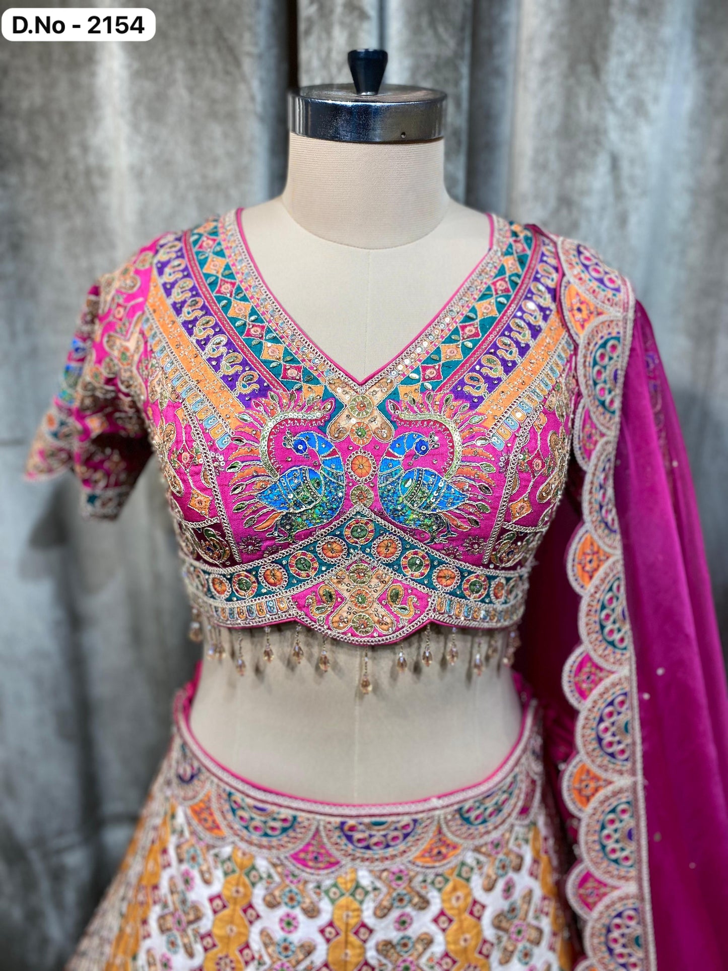 Hot pink Crop Top Lehenga