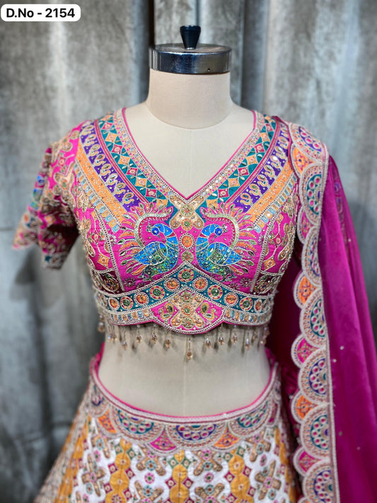 Hot pink Crop Top Lehenga