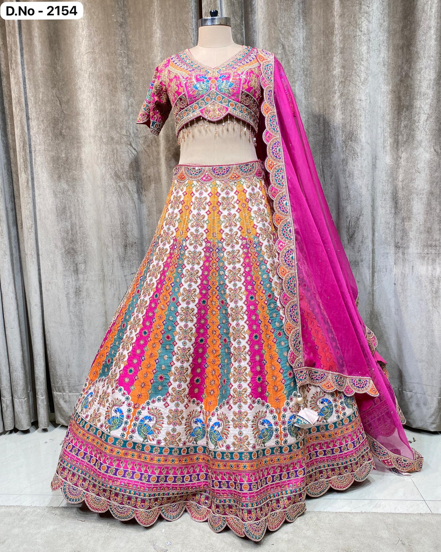 Purple Multicolour Crop top Lehenga