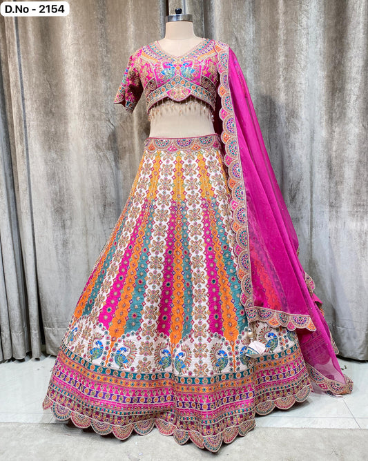 Purple Multicolour Crop top Lehenga