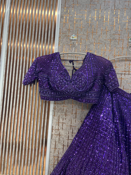 Purple Monotone Crop Top Lehenga