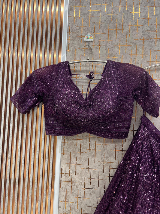 Wine purple Monotone Crop Top Lehenga