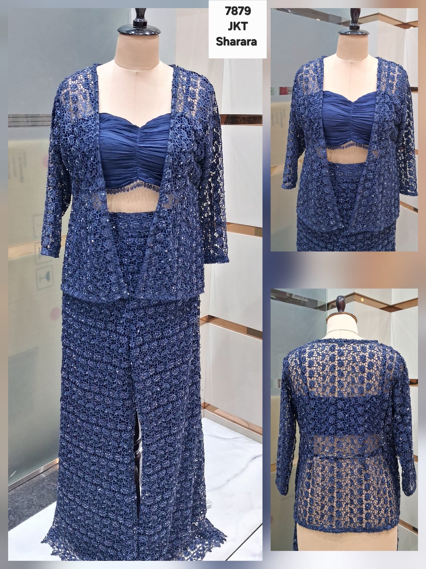 blue drape saree dress