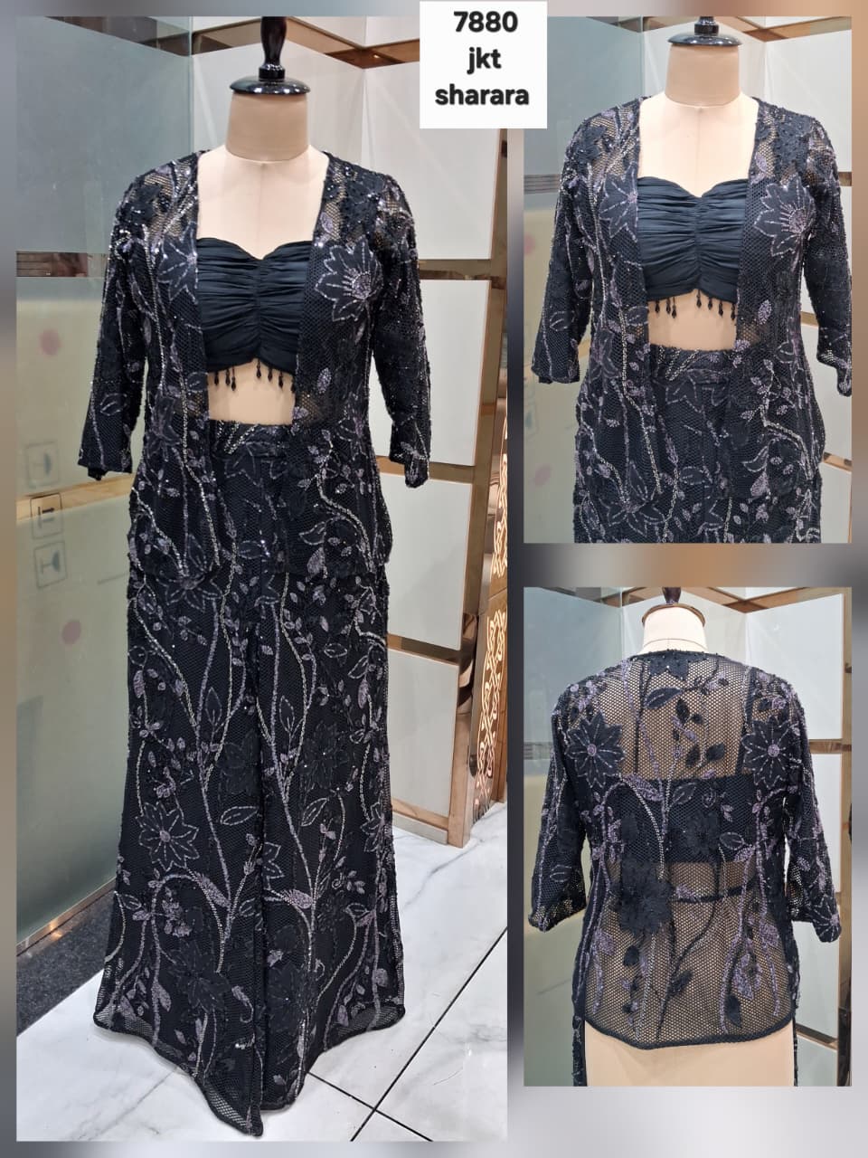 Black Jacket Sharara Lehenga dress