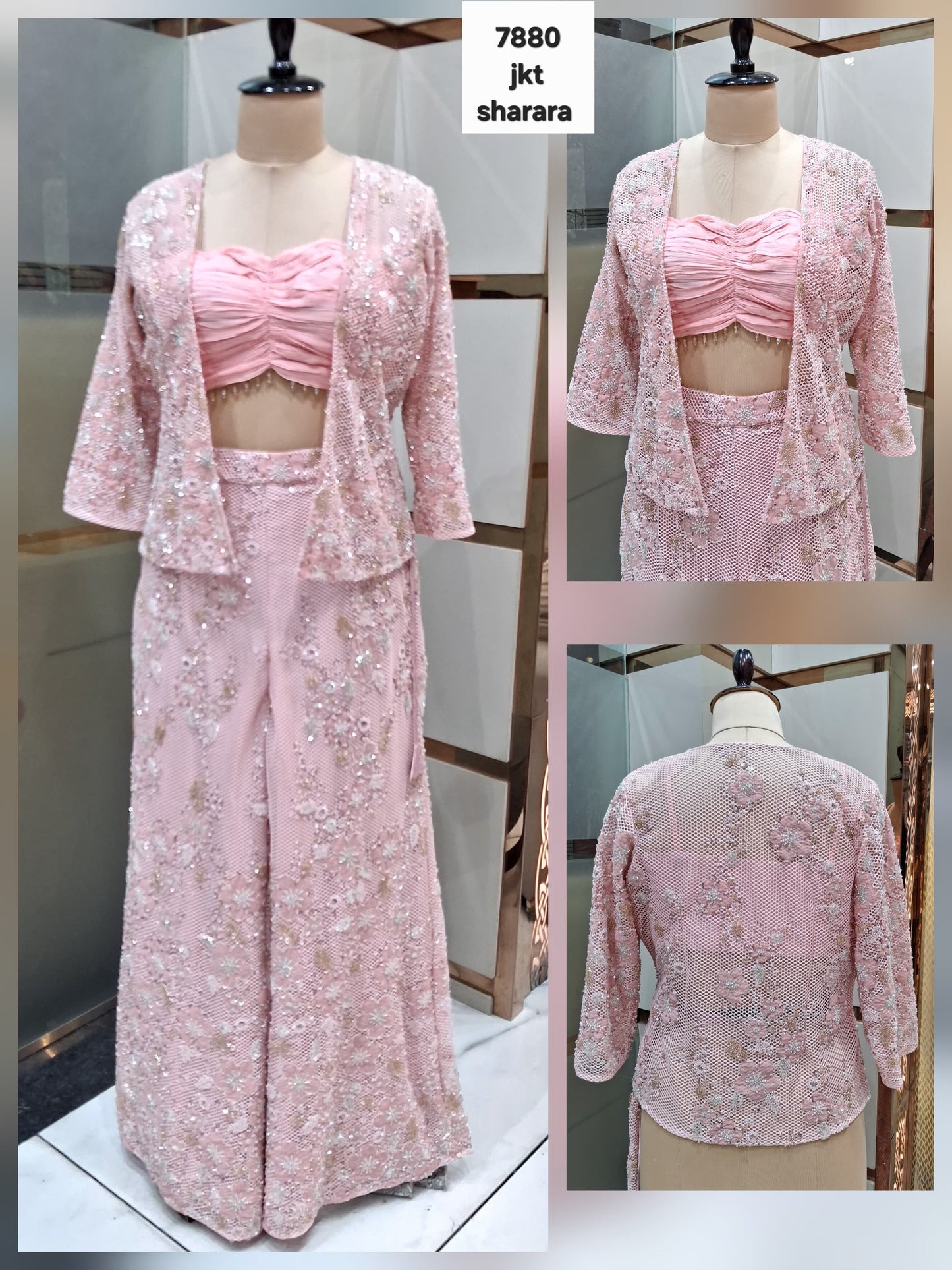 Baby pink jacket Sharara Shrug Dress