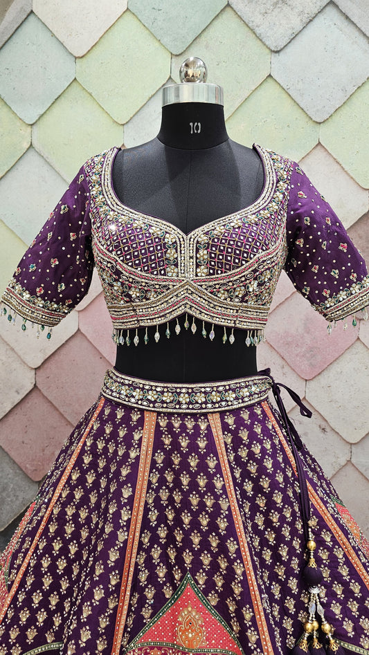 Purple Crop top Lehenga