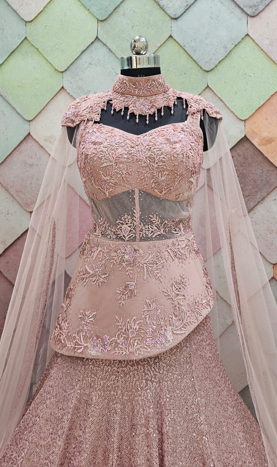 Pink Crop top Lehenga