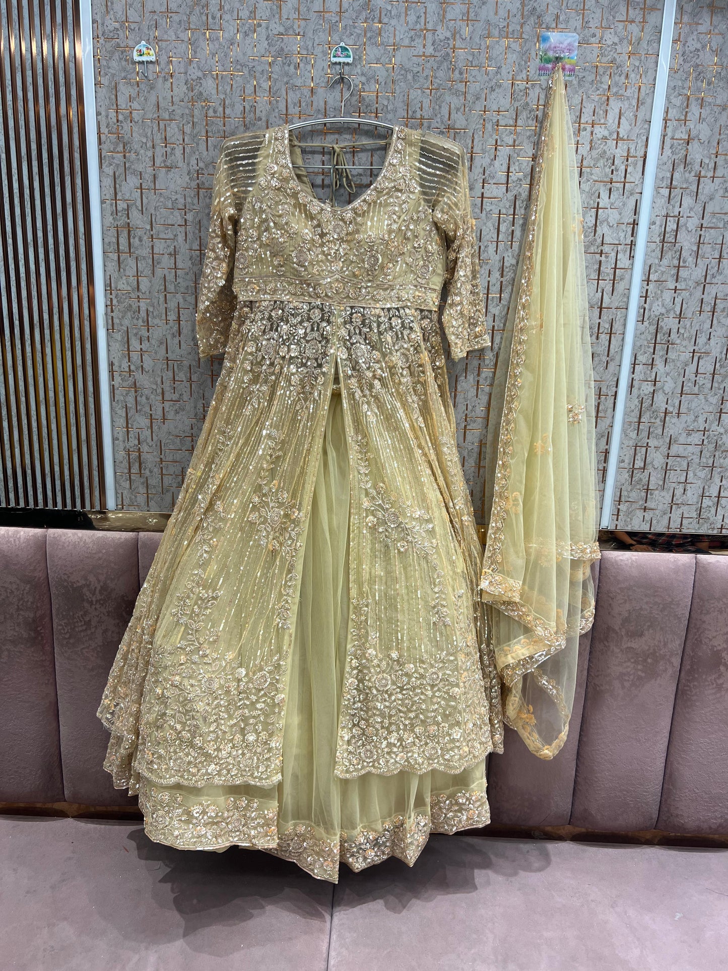 Orange long peplum Dress Farshi Gaharara Dress Special