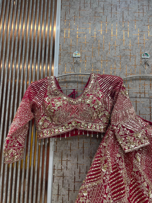 Hot Pink Crop Top Lehenga