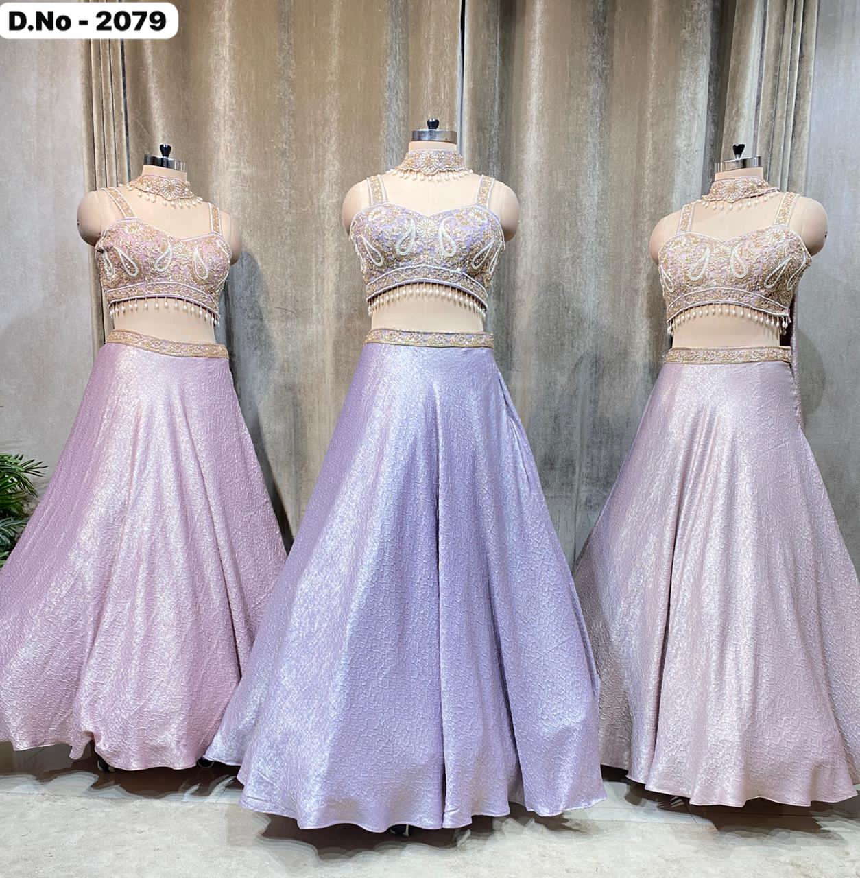 Lavender pink Baby pink Crop Top Lehenga