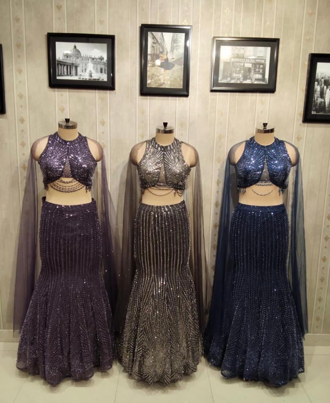 Brown purple Dark blue Drape Saree dress