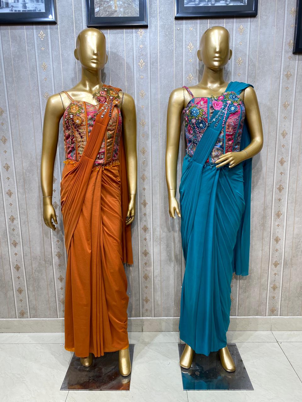 Red Drape Saree dress