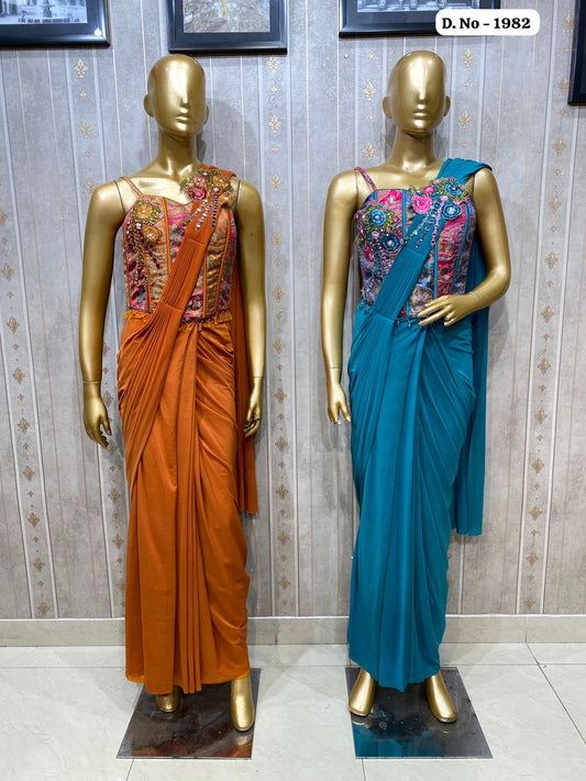 Red Drape Saree dress