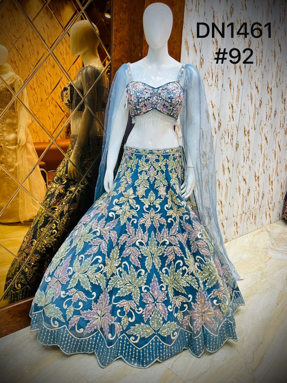 Blue Crop Top Lehenga