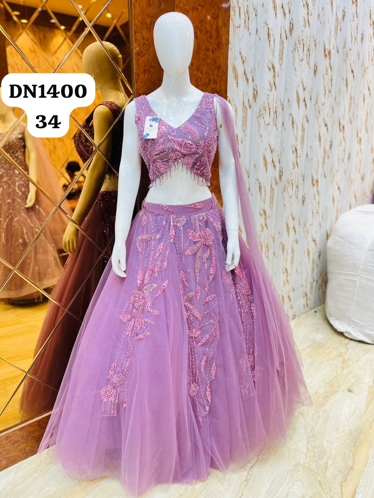Lavender Crop Top Lehenga