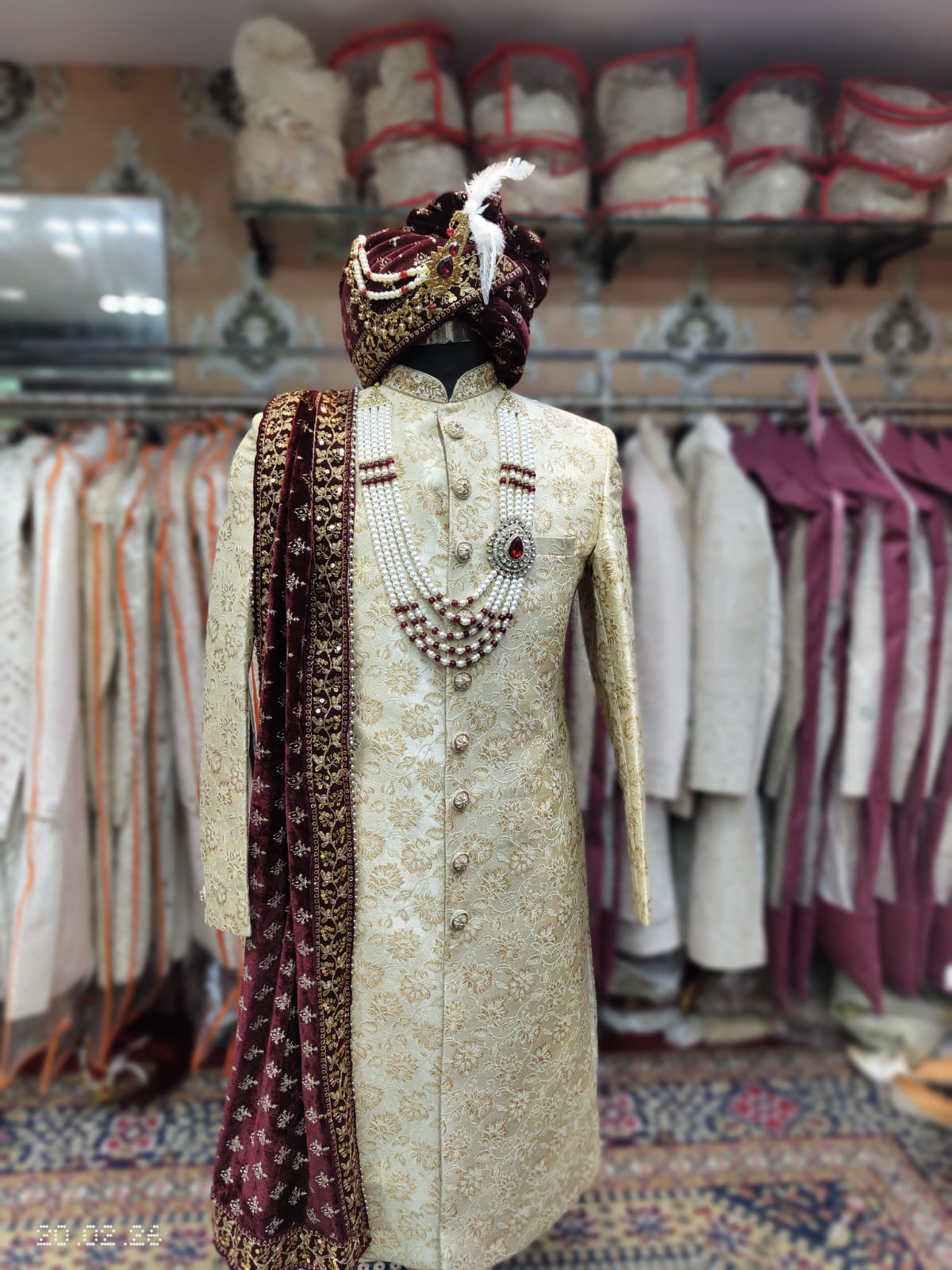 Maharaja beige cream White Sherwani