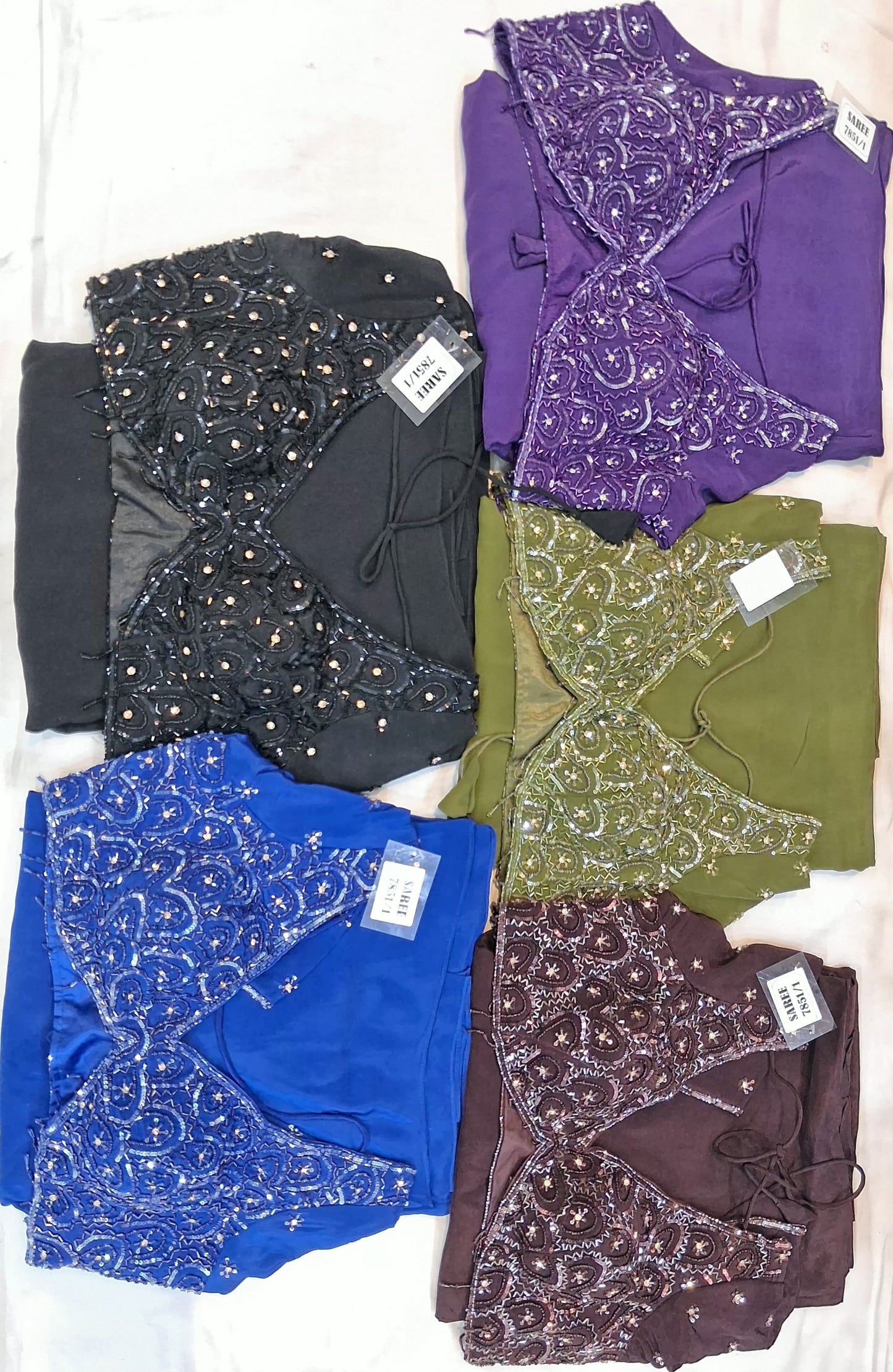 Purple Navy blue Green purple black drape saree dress