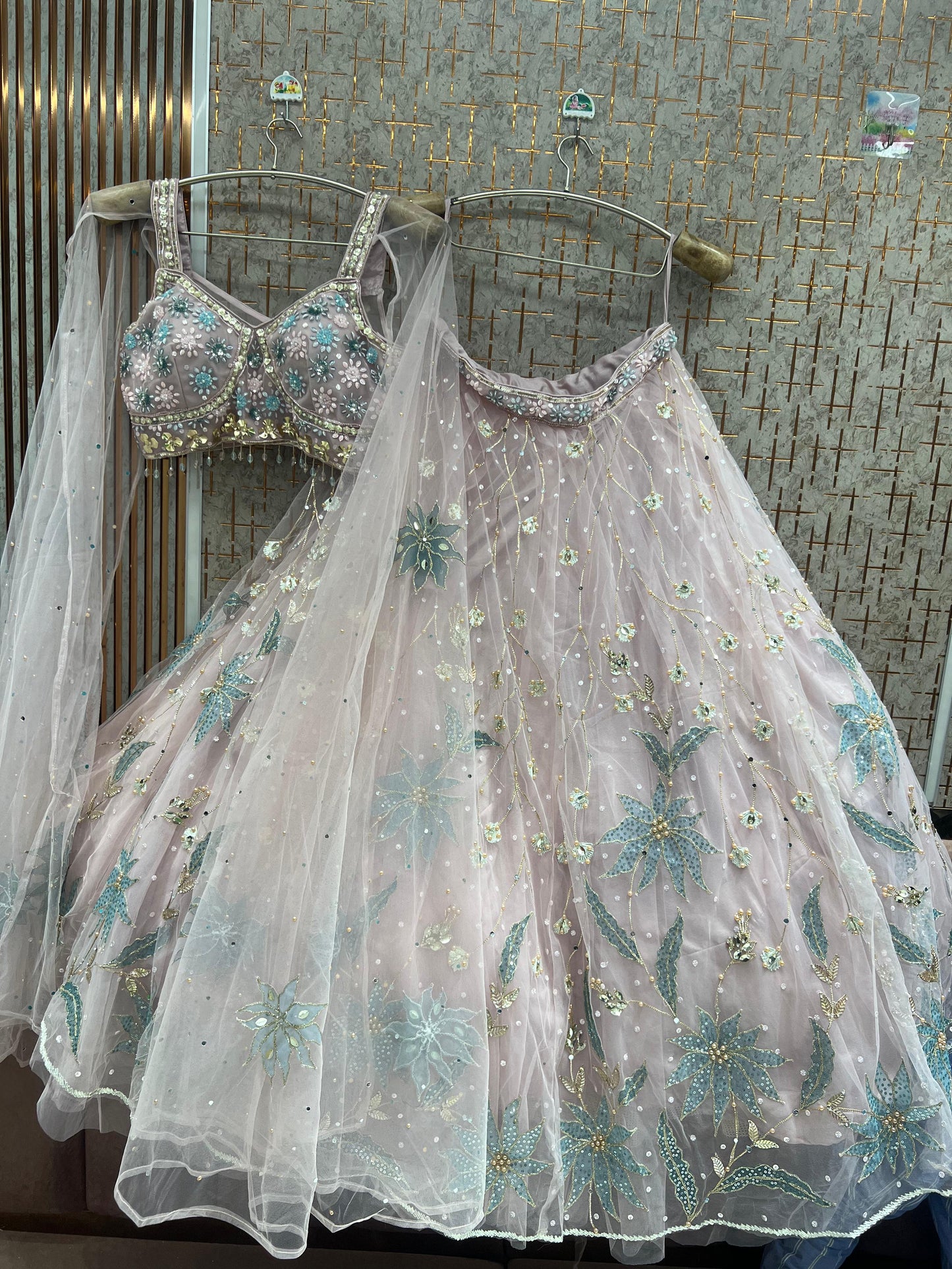 Sky blue pdp Crop Top Lehenga