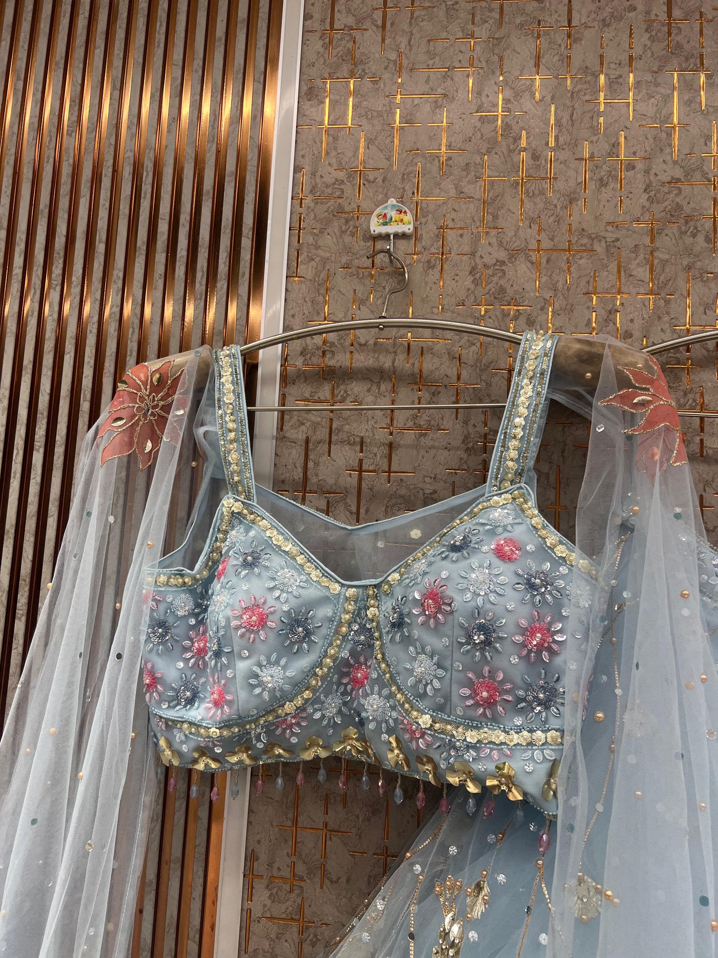 Golden beige pdp Crop Top Lehenga