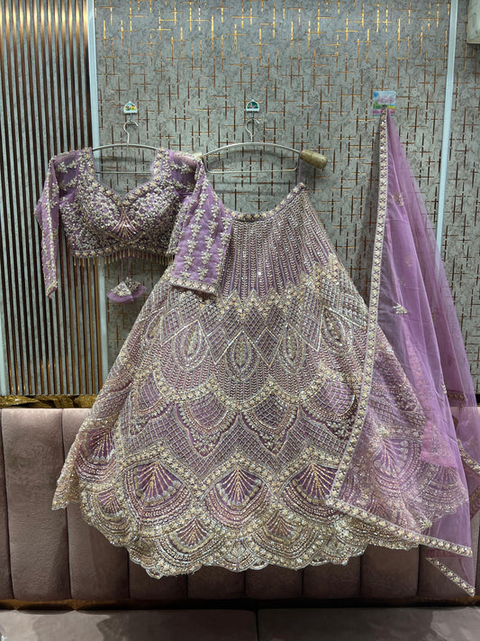 Golden beige Crop top Lehenga