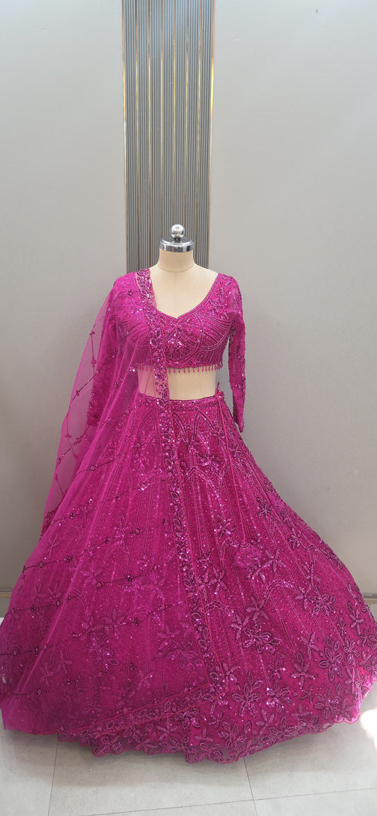 Black monotone Crop top Lehenga