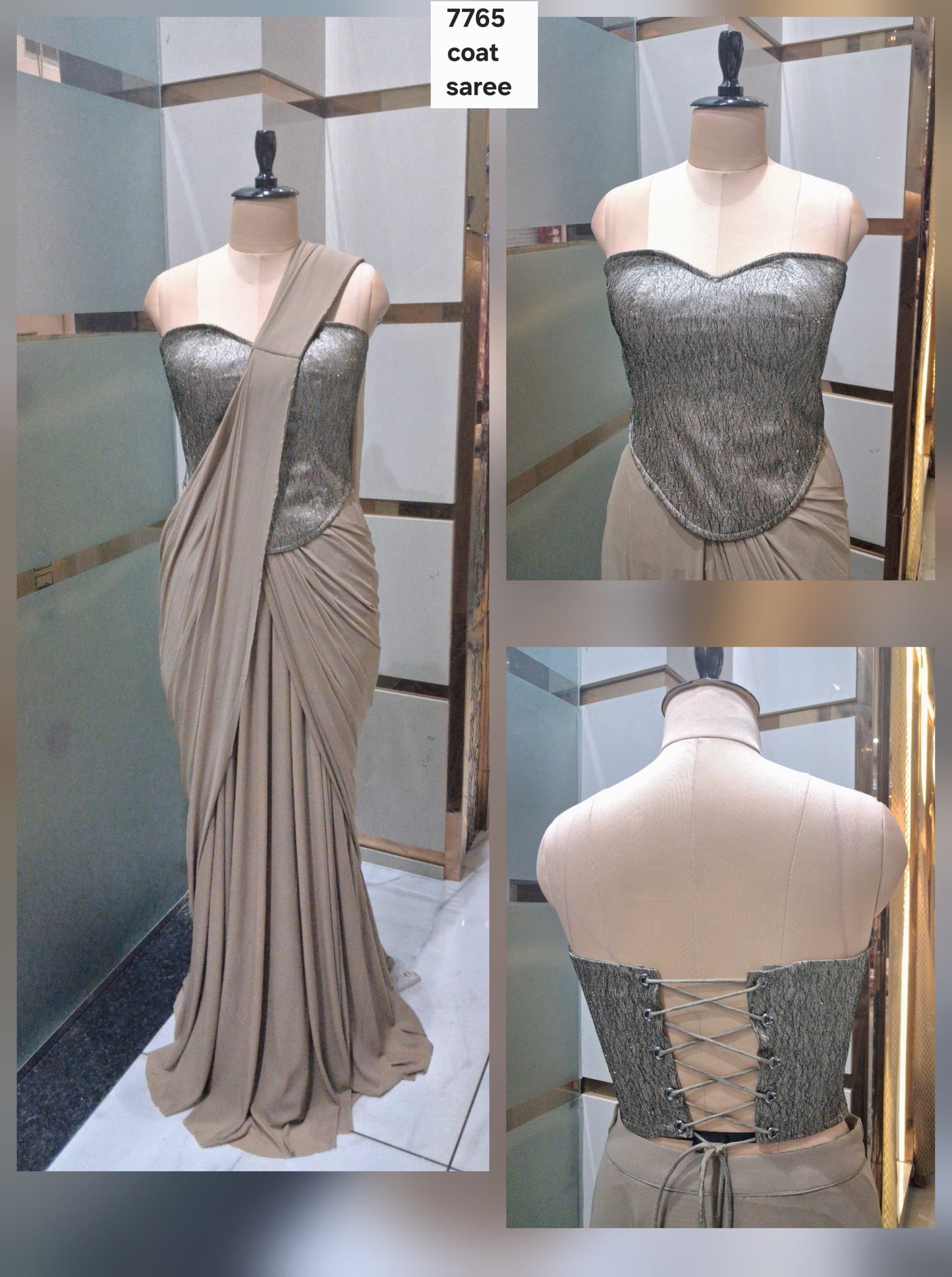 Light Brown drape saree dress