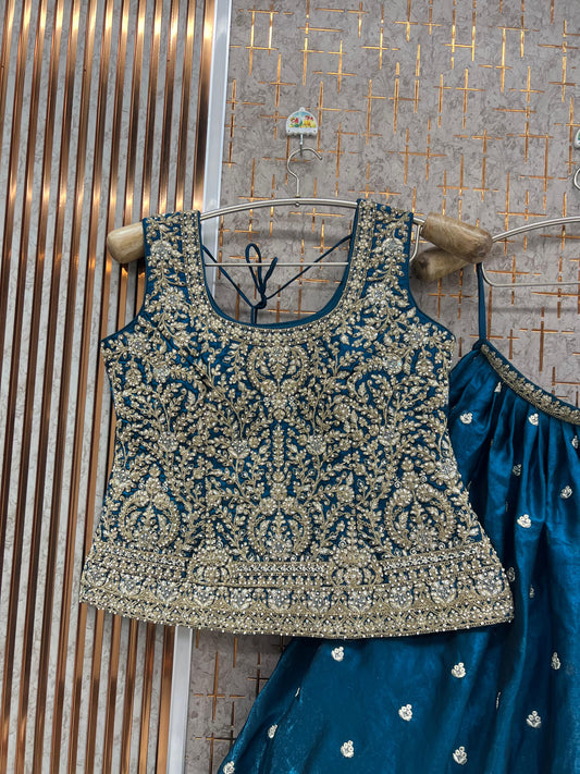 Orange shrug Crop top Lehenga - Shopping World