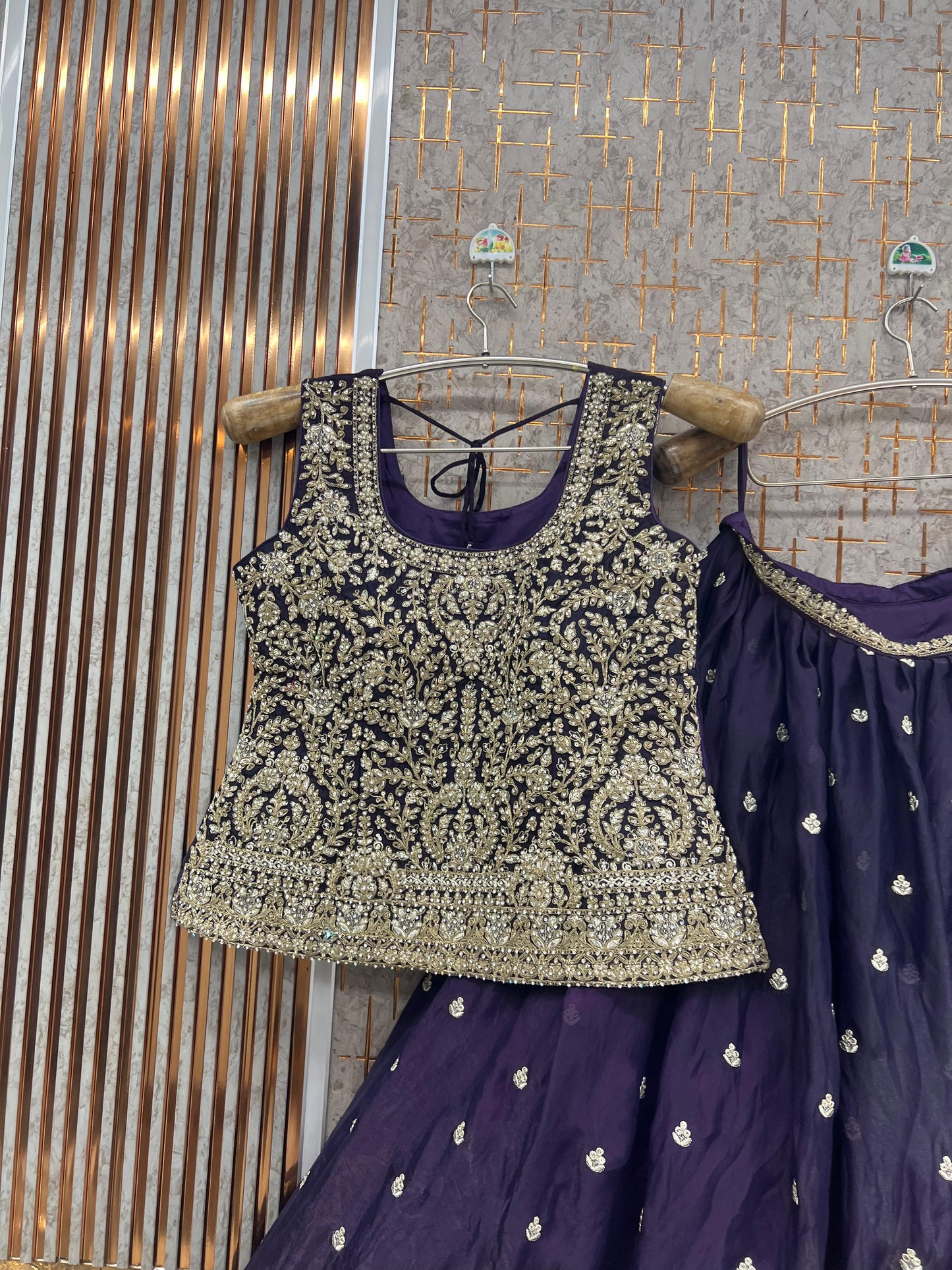 Orange shrug Crop top Lehenga