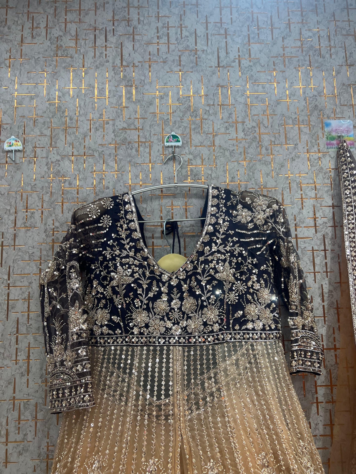 Double shade blue long peplum Dress Farshi Gaharara Dress Special