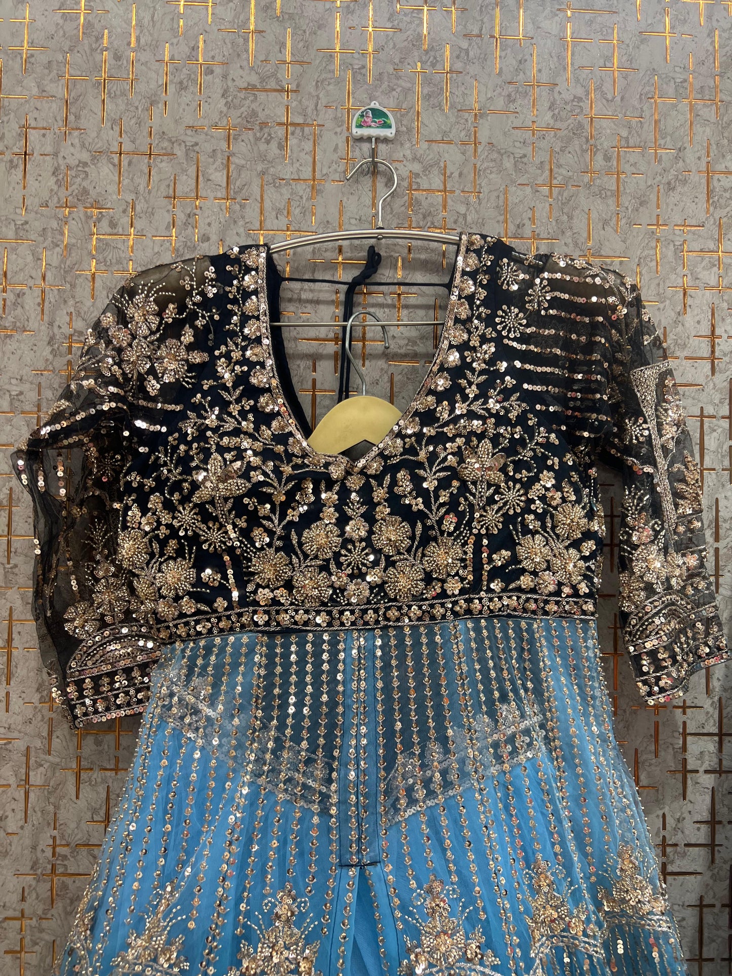 Double shade green long peplum Dress Farshi Gaharara Dress Special