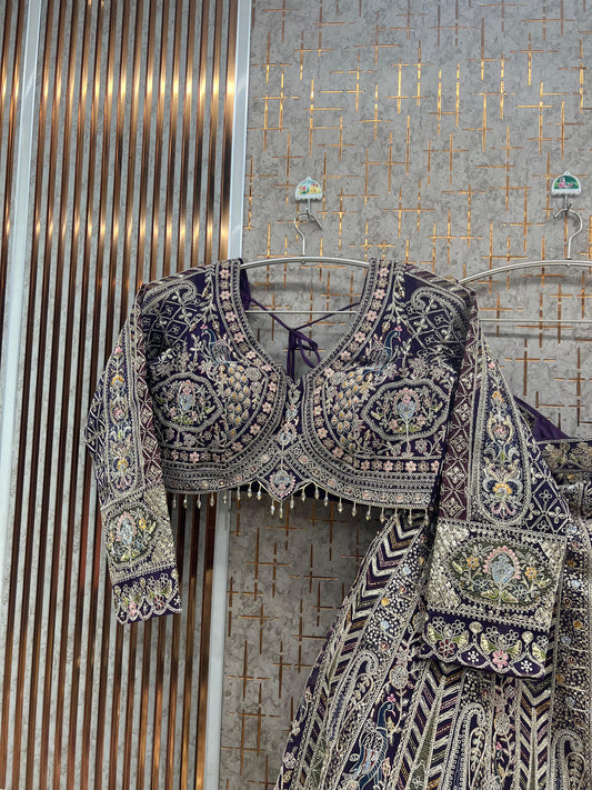 Sky Blue peacock Crop top Lehenga - Shopping World