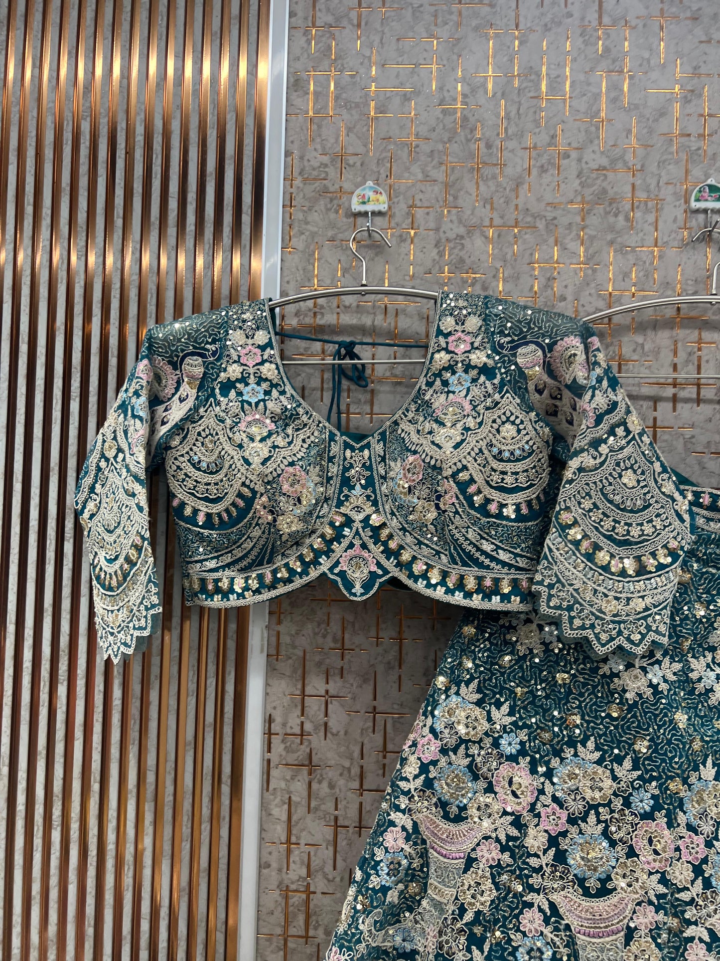 Pink viral peacock Crop top Lehenga - Shopping World