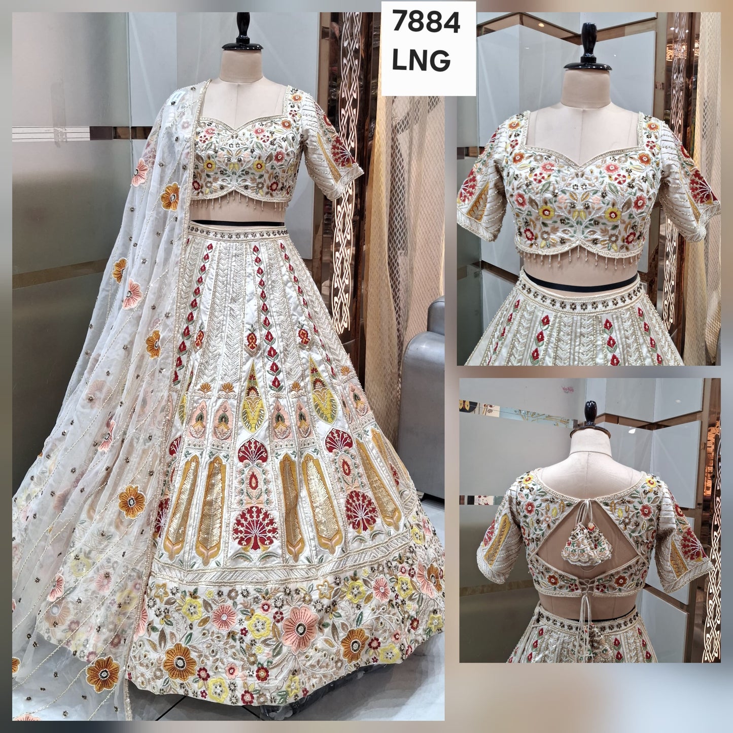White Crop Top Lehenga