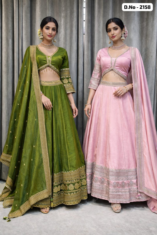 White Rust Orange Crop Top Lehenga